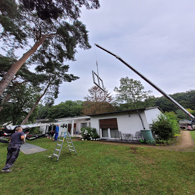 Transport Fensterscheibe für den Einbau auf der Terrasse